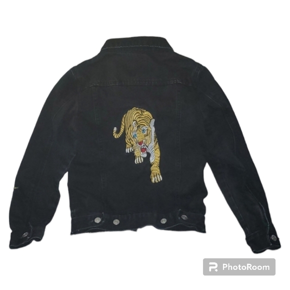 Haus of Jr jacket Girl's size 12 black Jeffery Space Patch denim trucker… - Picture 10 of 12